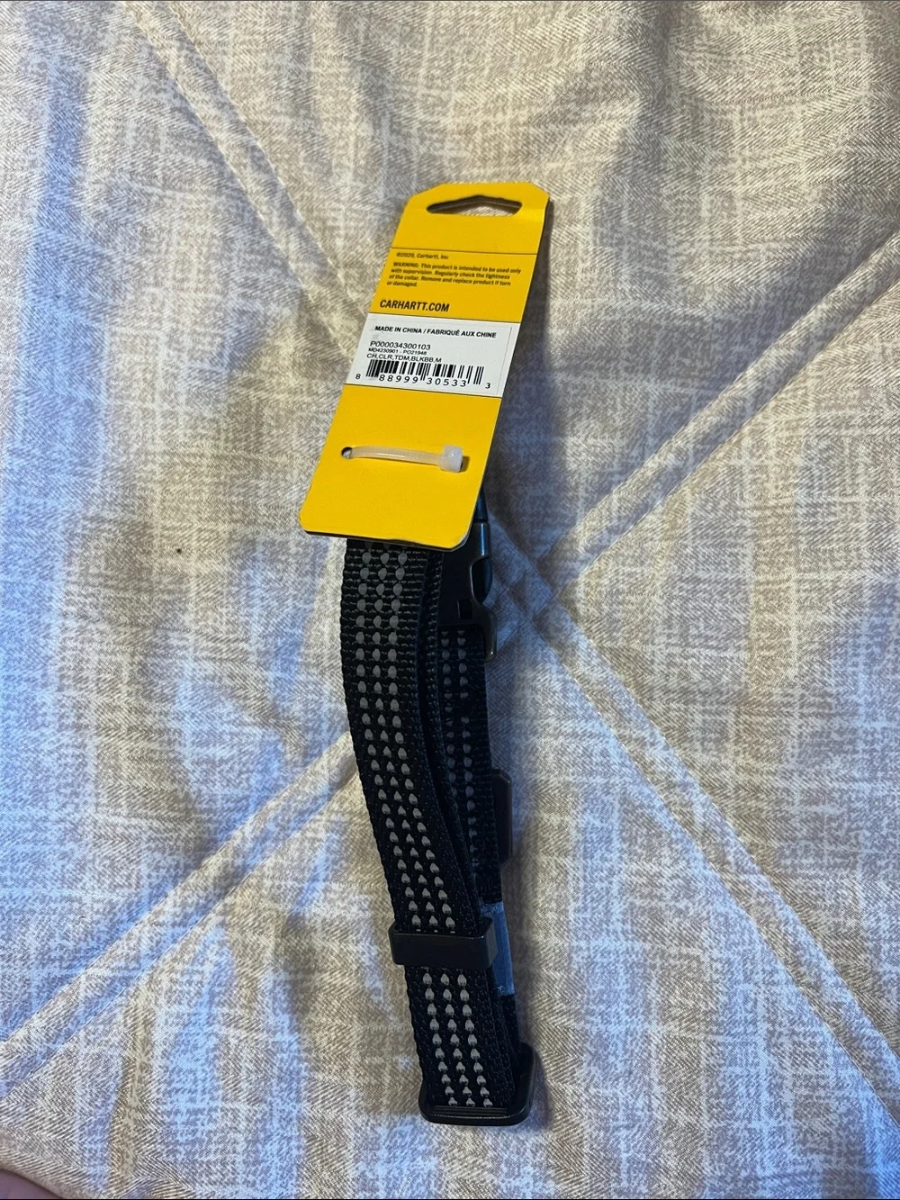 Carhartt Black Dog Collar with Gray Reflective Stitching